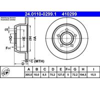 2x Disco de freno macizo 24.0110-0299.1 ATE para JEEP GRAND CHEROKEE II