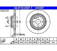 2x Disco de freno macizo 24.0110-0307.1 ATE para MAZDA MX-5 II