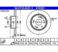 2x Disco de freno macizo 24.0110-0321.1 ATE para HONDA ACCORD VII