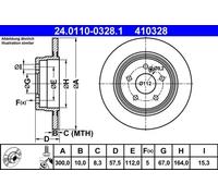2x Disco de freno macizo 24.0110-0328.1 ATE para MERCEDES-BENZ CLASE C T-Model