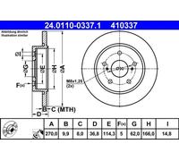 2x Disco de freno macizo 24.0110-0337.1 ATE para TOYOTA AURIS COROLLA Sedán