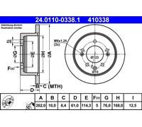 2x Disco de freno macizo 24.0110-0338.1 ATE para HYUNDAI ELANTRA IV Sedán