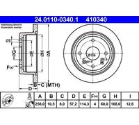 2x Disco de freno macizo 24.0110-0340.1 ATE para CHEVROLET DAEWOO