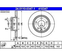 2x Disco de freno macizo 24.0110-0347.1 ATE para OPEL CORSA D ADAM CORSA E