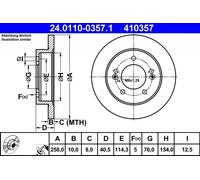 2x Disco de freno macizo 24.0110-0357.1 ATE para HYUNDAI KIA