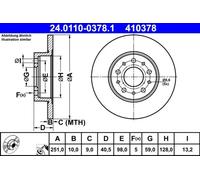 2x Disco de freno macizo 24.0110-0378.1 ATE para FIAT 500L TIPO Sedán