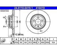 2x Disco de freno macizo 24.0110-0419.1 ATE para VW AUDI