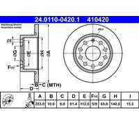 2x Disco de freno macizo 24.0110-0420.1 ATE para SKODA OCTAVIA III