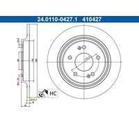 2x Disco de freno macizo 24.0110-0427.1 ATE para HYUNDAI KIA