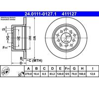 2x Disco de freno macizo 24.0111-0127.1 ATE para OPEL SENATOR A MONZA A