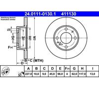 Disco De Freno 24.0111-0130.1 ATE Para FIAT LANCIA SEAT