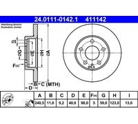 2x Disco de freno macizo 24.0111-0142.1 ATE para ALFA ROMEO GTV SPIDER