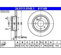 2x Disco de freno macizo 24.0111-0149.1 ATE para ALFA ROMEO 33 33 Sportwagon 155