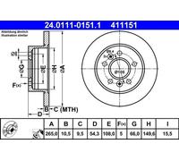 2x Disco de freno macizo 24.0111-0151.1 ATE para RENAULT ESPACE III AVANTIME