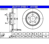 2x Disco de freno macizo 24.0111-0160.1 ATE para MAZDA 5 3 3 Sedán