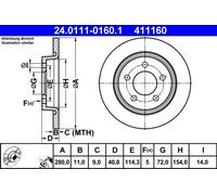 2x Disco de freno macizo 24.0111-0160.1 ATE para MAZDA 5 3 3 Sedán