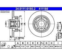 Ate 24.0111-0180.2 Rotores de Discos de Frenos