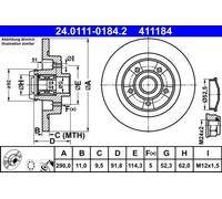 ATE 2x Disco Freno Trasero 2900 Completo para Renault Grand Scénic III JZ0/1_