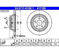 2x Disco de freno macizo 24.0111-0188.1 ATE para FORD S-MAX GALAXY III