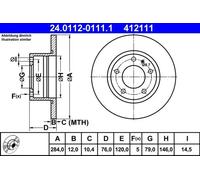 2x Disco de freno macizo 24.0112-0111.1 ATE para BMW 5