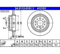 2x Disco de freno macizo 24.0112-0151.1 ATE para VOLVO S80 I V70 II S60 I