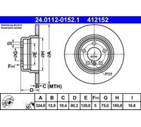 2x Disco de freno macizo 24.0112-0152.1 ATE para BMW X5