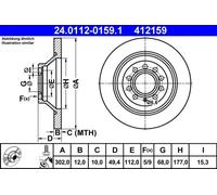 2x Disco de freno macizo 24.0112-0159.1 ATE para AUDI A6 C6 A6 C6 Avant