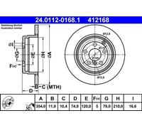 2x Disco de freno macizo 24.0112-0168.1 ATE para LAND ROVER RANGE ROVER III