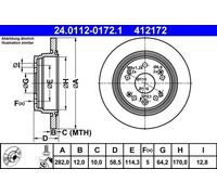 2x Disco de freno macizo 24.0112-0172.1 ATE para HONDA STREAM FR-V