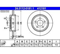 2x Disco de freno macizo 24.0112-0181.1 ATE para FORD MAZDA