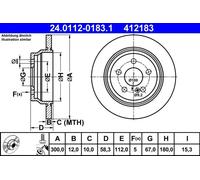2x Disco de freno macizo 24.0112-0183.1 ATE para MERCEDES-BENZ CLASE S SL