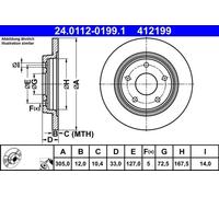 2x Disco de freno macizo 24.0112-0199.1 ATE para FIAT FREEMONT