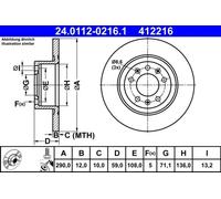 2x Disco de freno macizo 24.0112-0216.1 ATE para PEUGEOT 508 SW I