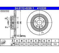 2x Disco de freno macizo 24.0112-0220.1 ATE para VOLVO V90 II Station Wagon