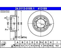 2x Disco de freno macizo 24.0113-0189.1 ATE para LAND ROVER RANGE ROVER I