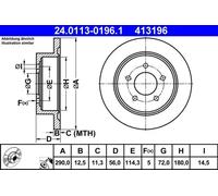 2x Disco de freno macizo 24.0113-0196.1 ATE para CHRYSLER VOYAGER IV