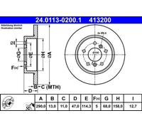 2x Disco de freno macizo 24.0113-0200.1 ATE para NISSAN RENAULT