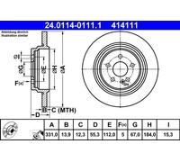 2x Disco de freno macizo 24.0114-0111.1 ATE para MERCEDES-BENZ CLASE M