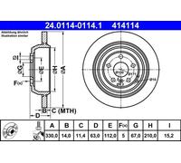 2x Disco de freno macizo 24.0114-0114.1 ATE para MERCEDES-BENZ CLASE R CLASE M