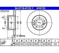 2x Disco de freno macizo 24.0116-0133.1 ATE para MERCEDES-BENZ PUCH