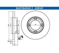 2x Disco de freno macizo 24.0116-0141.1 ATE