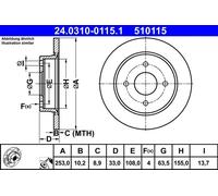 Disco de freno PowerDisc ATE 24.0310-0115.1, 1 Pieza