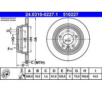 1X Disco de freno ATE 24.0310-0227.1 para BMW 5 (E39) 2 1996-2003
