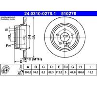 2x Disco de freno macizo 24.0310-0278.1 ATE para MERCEDES-BENZ CLS CLASE E