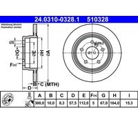 2x Disco de freno macizo 24.0310-0328.1 ATE para MERCEDES-BENZ CLASE C T-Model