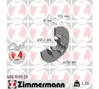 2x Disco de freno macizo 600.1599.20 ZIMMERMANN para VW SEAT