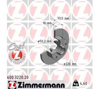 2x Zimmermann Disco de Freno Coat Z Eje Trasero Ø 226mm para VW 600.3220.20