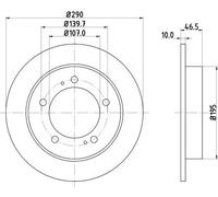 HELLA PAGID 8DD 355 103-611 Disco de freno 53403PRO revestido 290mm 10mm Macizo por ej. CHEVROLET / SUZUKI
