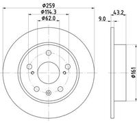 HELLA PAGID 8DD 355 120-531 Disco de freno 55684PRO revestido 259mm 9mm Macizo por ej. SUZUKI