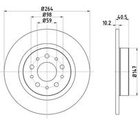 HELLA PAGID 8DD 355 120-931 Disco de freno 55717PRO revestido 264mm 10.2mm Macizo por ej. FIAT